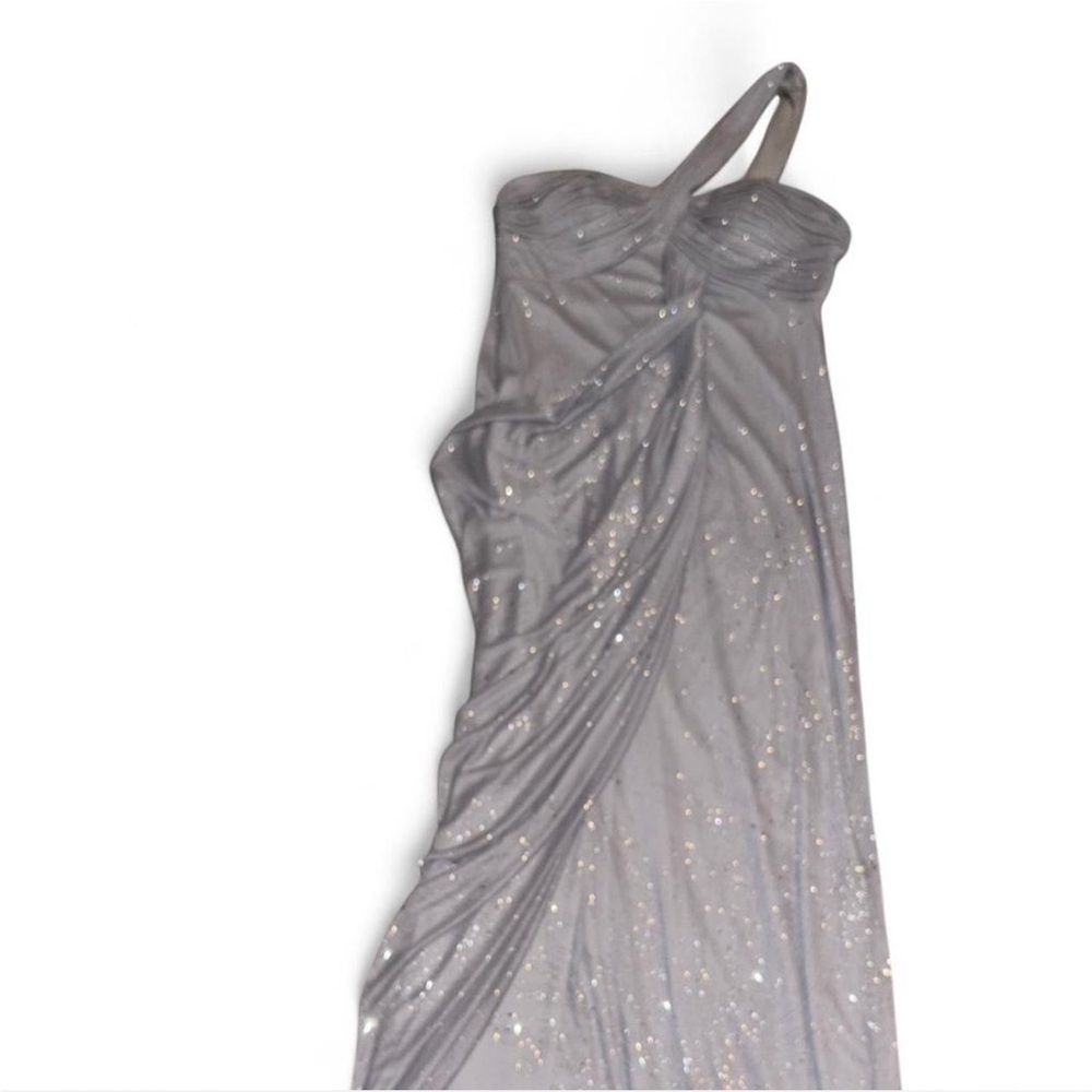 Sparkly Silver One-Shoulder Prom Dress